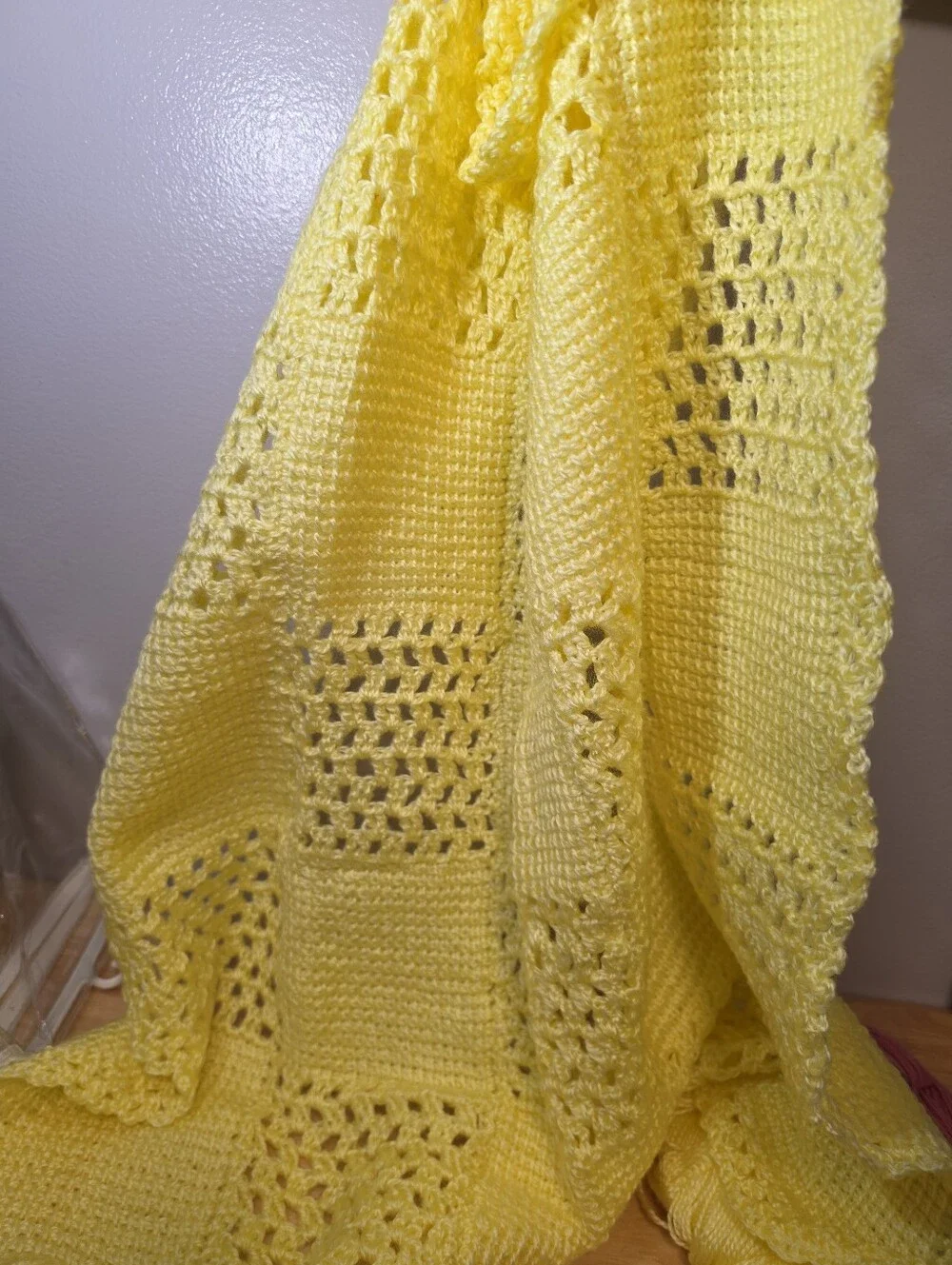 Vintage 1975 Babyland Yellow Baby Blanket Afghan Kit